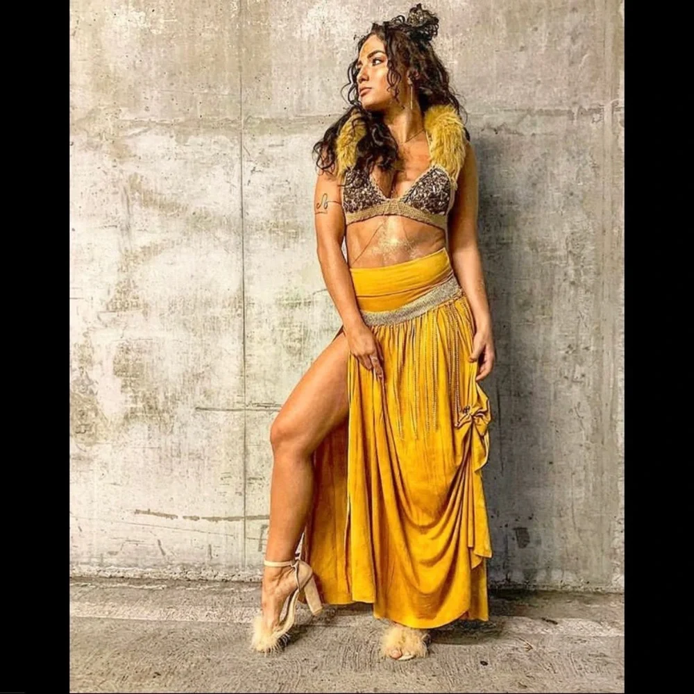 Tie Dye Double Side-Slit Maxi Skirt - Hippie Boho Tie Dyed Dress XS S M L XL - Picture 6 of 15